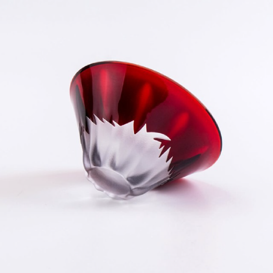 【田島硝子】日本製 職人手工製作 富士山祝盃 清酒杯 - 朱紅色