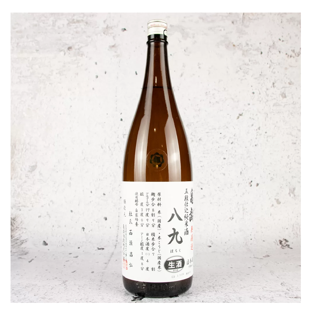 龜齡無濾過五段仕入純米酒八九1.8L - 島羽| WINGISLANDS